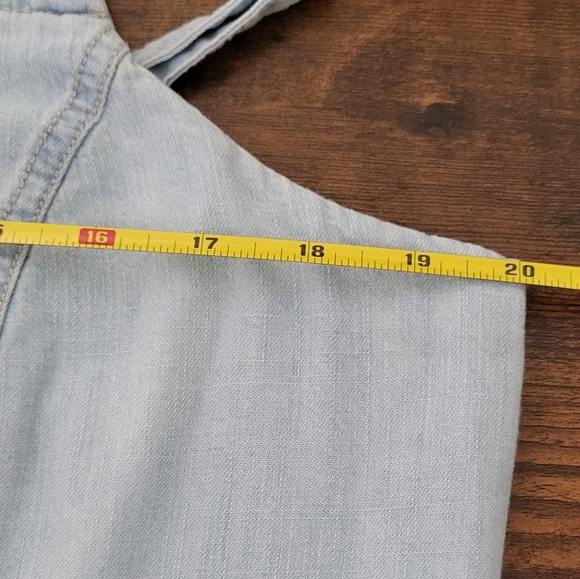 Chambray Cotton Pull-on Smocked Wide Leg Jumpsuit - Picture 8 of 10